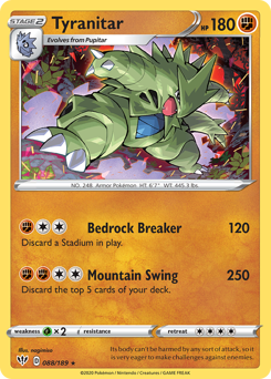 Tyranitar z edície Darkness Ablaze, karta č.88