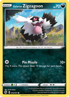 Galarian Zigzagoon z edície Champion's Path, karta č.35