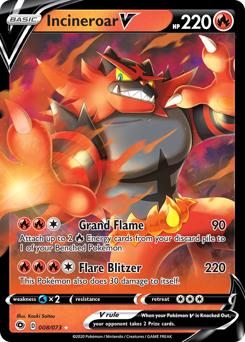 Incineroar V z edície Champion's Path, karta č.8
