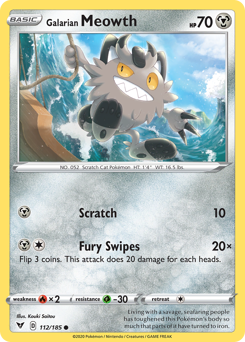 Galarian Meowth z edície Vivid Voltage, karta č.112