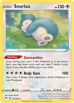 Snorlax z edície Vivid Voltage, karta č.131