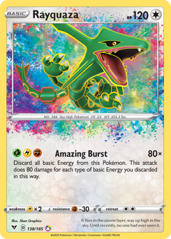 Rayquaza z edície Vivid Voltage, karta č.138