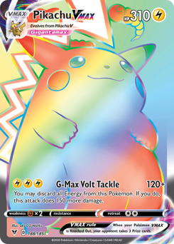 Pikachu VMAX z edície Vivid Voltage, karta č.188