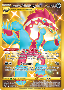 Galarian Obstagoon z edície Vivid Voltage, karta č.198