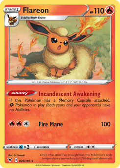 Flareon z edície Vivid Voltage, karta č.26