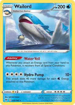 Wailord z edície Vivid Voltage, karta č.32