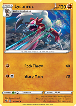 Lycanroc z edície Vivid Voltage, karta č.95