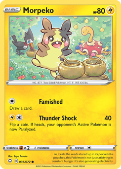 Morpeko z edície Shining Fates, karta č.35