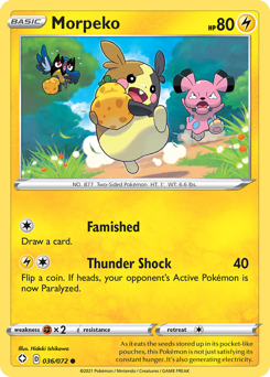 Morpeko z edície Shining Fates, karta č.36