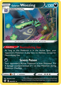Galarian Weezing z edície Shining Fates, karta č.42