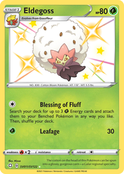 Eldegoss z edície Shining Fates Shiny Vault, karta č.SV011
