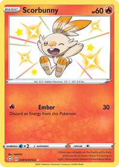 Scorbunny z edície Shining Fates Shiny Vault, karta č.SV015