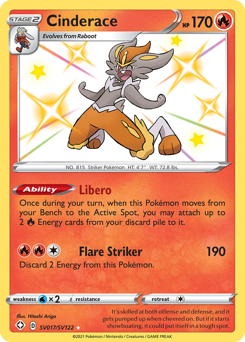 Cinderace z edície Shining Fates Shiny Vault, karta č.SV017