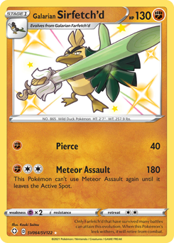 Galarian Sirfetch'd z edície Shining Fates Shiny Vault, karta č.SV064