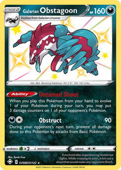 Galarian Obstagoon z edície Shining Fates Shiny Vault, karta č.SV080