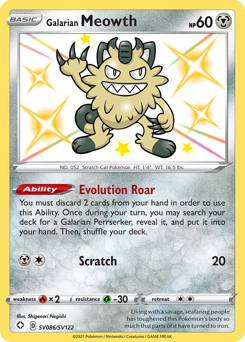 Galarian Meowth z edície Shining Fates Shiny Vault, karta č.SV086