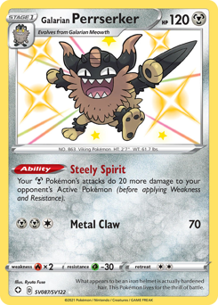 Galarian Perrserker z edície Shining Fates Shiny Vault, karta č.SV087