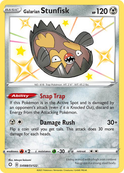 Galarian Stunfisk z edície Shining Fates Shiny Vault, karta č.SV088