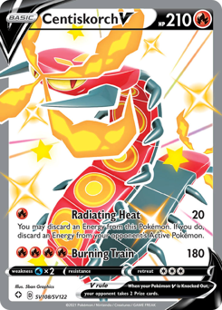 Centiskorch V z edície Shining Fates Shiny Vault, karta č.SV108