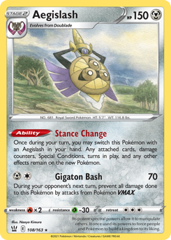 Aegislash z edície Battle Styles, karta č.108