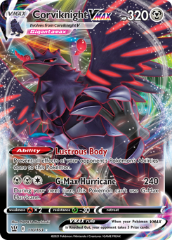 Corviknight VMAX z edície Battle Styles, karta č.110