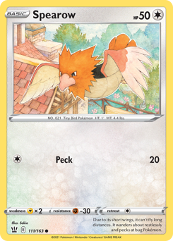 Spearow z edície Battle Styles, karta č.111