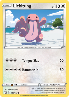 Lickitung z edície Battle Styles, karta č.113