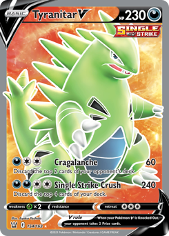 Tyranitar V z edície Battle Styles, karta č.154