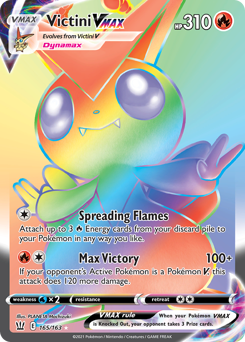 Victini VMAX z edície Battle Styles, karta č.165