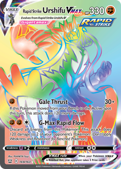 Rapid Strike Urshifu VMAX z edície Battle Styles, karta č.169