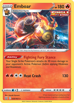 Emboar z edície Battle Styles, karta č.25
