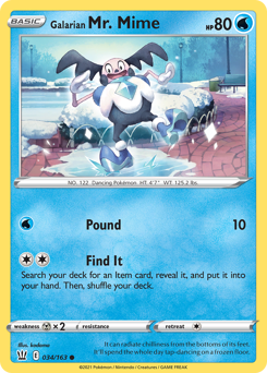 Galarian Mr. Mime z edície Battle Styles, karta č.34