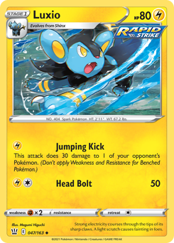 Luxio z edície Battle Styles, karta č.47