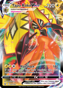 Tapu Koko VMAX z edície Battle Styles, karta č.51