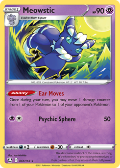 Meowstic z edície Battle Styles, karta č.61