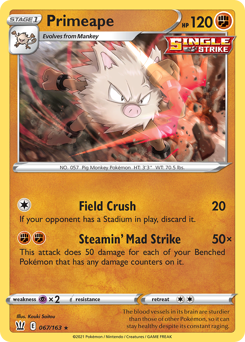 Primeape z edície Battle Styles, karta č.67
