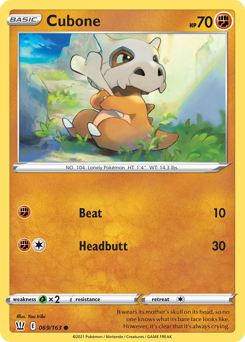 Cubone z edície Battle Styles, karta č.69