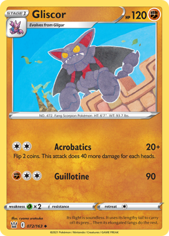 Gliscor z edície Battle Styles, karta č.72