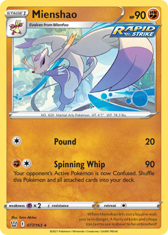 Mienshao z edície Battle Styles, karta č.77