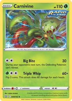 Carnivine z edície Battle Styles, karta č.9
