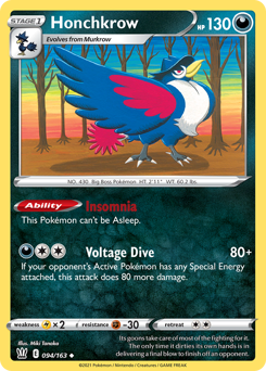 Honchkrow z edície Battle Styles, karta č.94