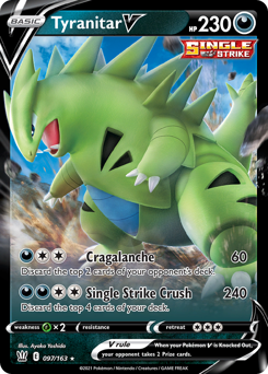 Tyranitar V z edície Battle Styles, karta č.97