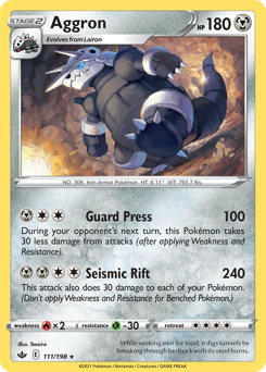Aggron z edície Chilling Reign, karta č.111