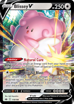 Blissey V z edície Chilling Reign, karta č.119