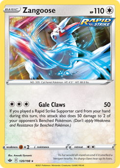 Zangoose z edície Chilling Reign, karta č.120