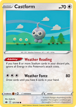 Castform z edície Chilling Reign, karta č.121