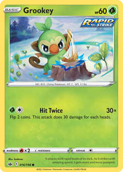 Grookey z edície Chilling Reign, karta č.16