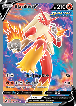 Blaziken V z edície Chilling Reign, karta č.161