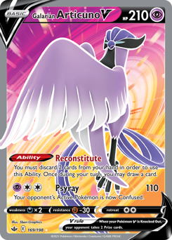 Galarian Articuno V z edície Chilling Reign, karta č.169