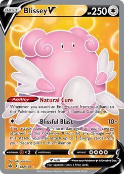 Blissey V z edície Chilling Reign, karta č.182